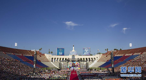 图为洛杉矶特奥会闭幕现场